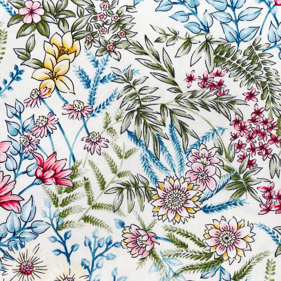 Cotton Fabric - Meadow Flowers Floral on Ivory