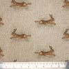 Upholstery Fabric - Cotton Rich Linen Look Material - Leaping Hares