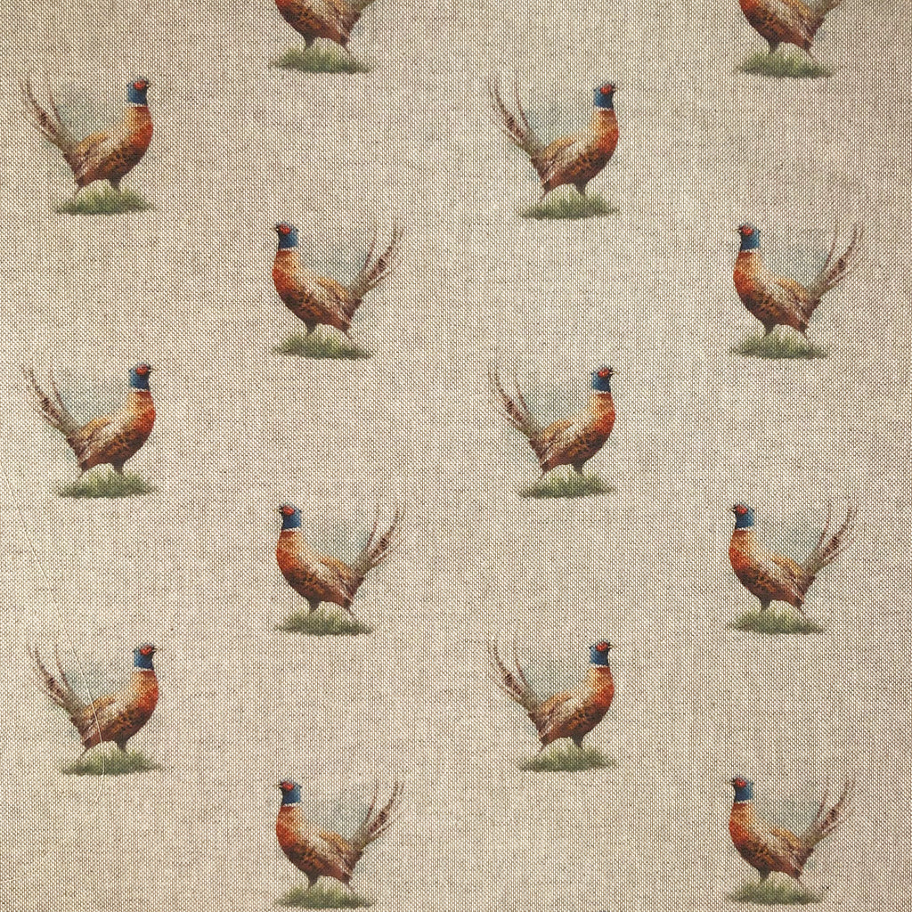 Upholstery Fabric - Cotton Rich Linen Look Material - Panels - Cushion - Wall Art - Pheasant