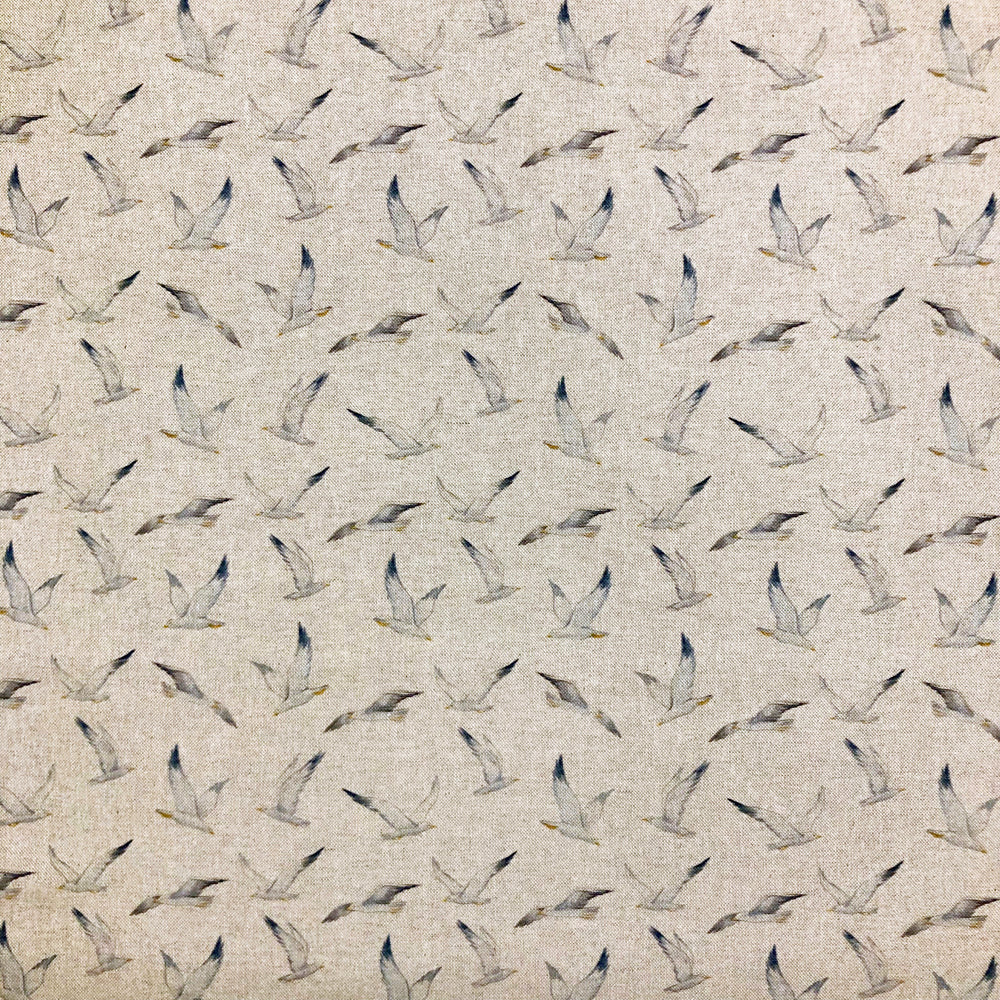 Upholstery Fabric - Cotton Rich Linen Look Material - Seagulls