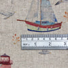 Upholstery Fabric - Cotton Rich Linen Look Material - Sailing Boats Lighthouses