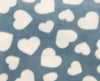 Anti-Pil Super Soft Printed Fleece Fabric - Blue & White Love Heart Print Fleece