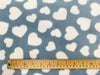 Anti-Pil Super Soft Printed Fleece Fabric - Blue & White Love Heart Print Fleece