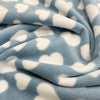 Anti-Pil Super Soft Printed Fleece Fabric - Blue & White Love Heart Print Fleece