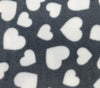 Anti-Pil Super Soft Printed Fleece Fabric - Grey & White Love Heart Print Fleece