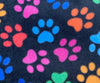 Fleece Fabric - Multi Colour Paw Print on Black - 60" wide (FC6433)