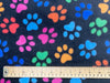 Fleece Fabric - Multi Colour Paw Print on Black - 60" wide (FC6433)