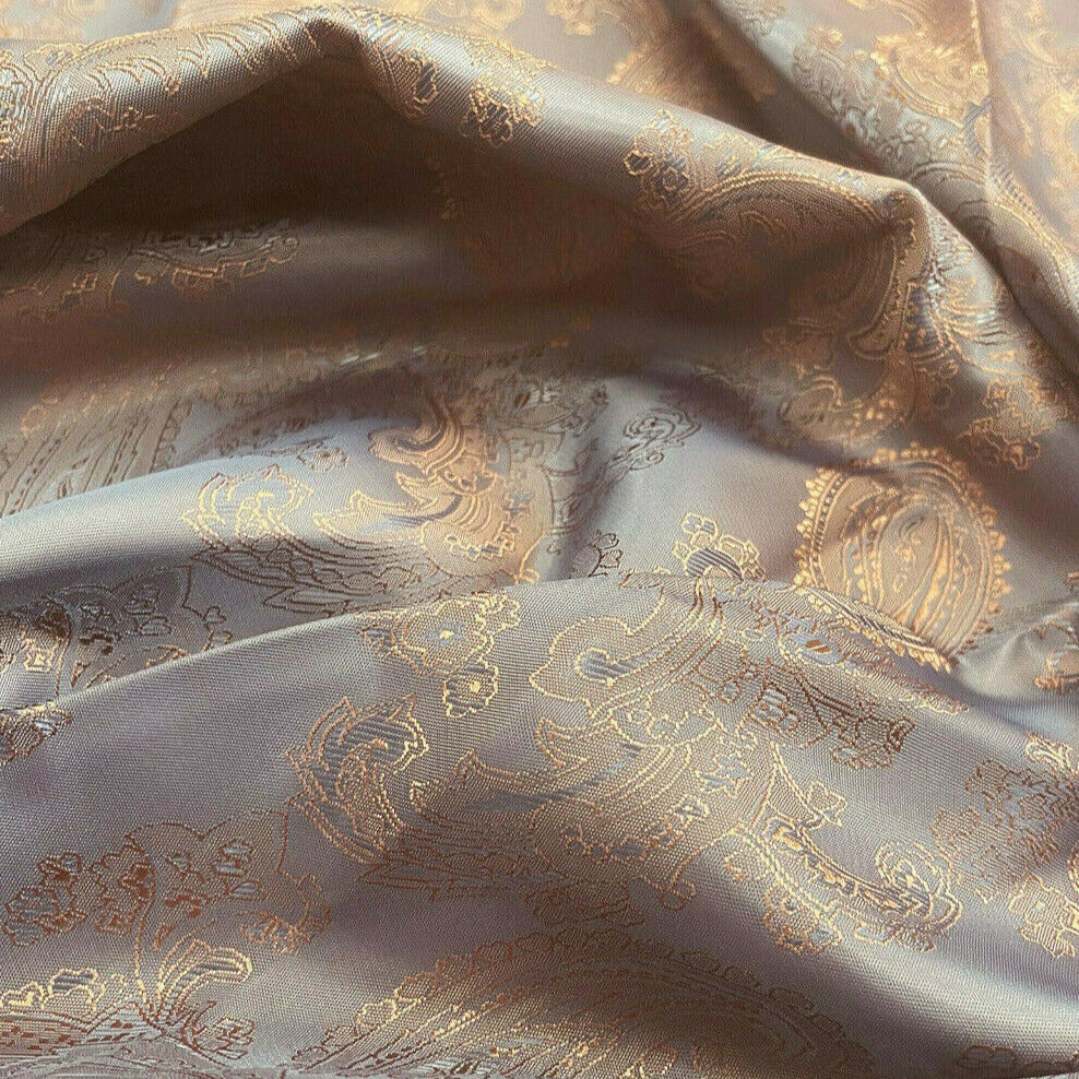 Paisley Jacquard Lining Fabric - Grey Bronze Two Tone