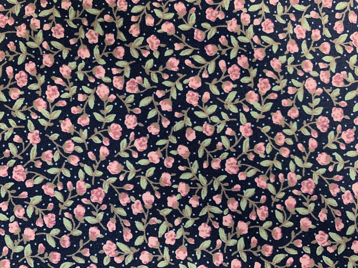 Floral Fabric ~ Ditsy Floral Print ~ Navy ~ 100% Cotton Poplin Fabric