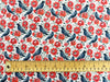 100% Cotton -Black Crows Birds - Red Roses & Eyeballs on White -  60" wide