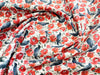 100% Cotton -Black Crows Birds - Red Roses & Eyeballs on White -  60" wide