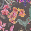 Cotton Canvas Fabric - Iris Floral on Mocha Brown