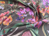 Cotton Canvas Fabric - Iris Floral on Mocha Brown