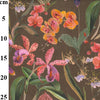 Cotton Canvas Fabric - Iris Floral on Mocha Brown