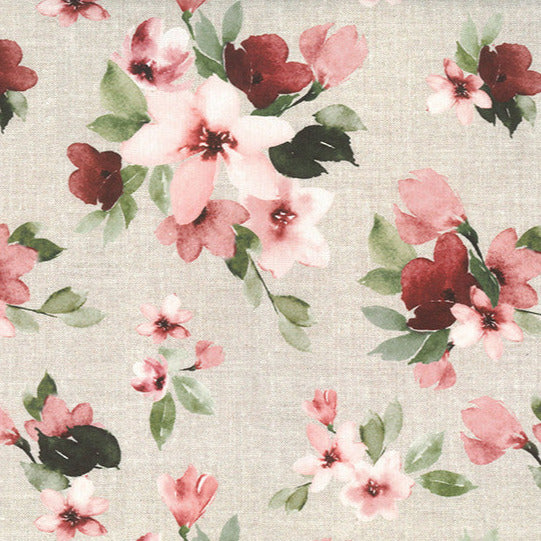 Cotton Canvas Fabric - Pretty Pink Floral Print