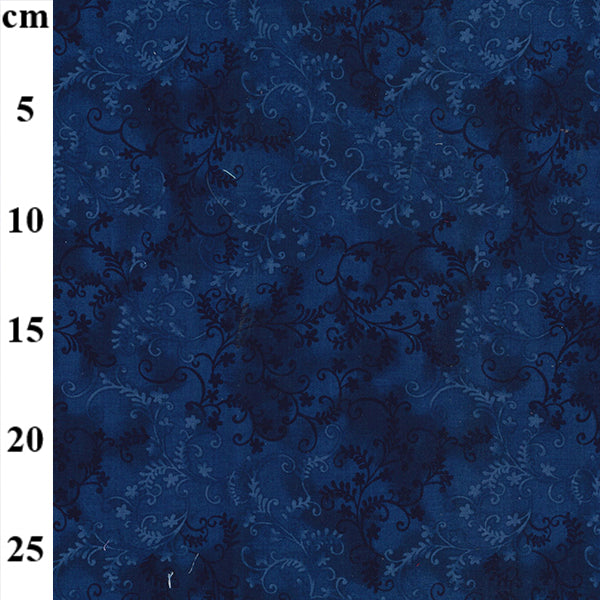 Mystic Vine Blender Fabric - Indigo Blue Floral Print Fabric - 100% Cotton