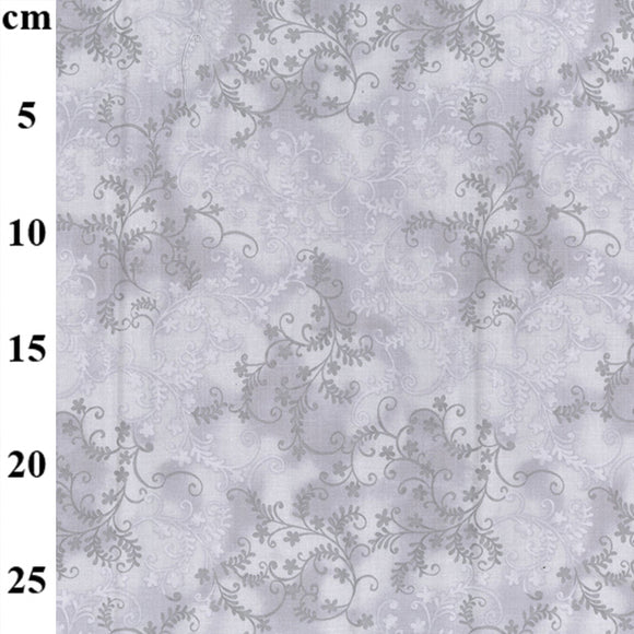 Mystic Vine Blender Fabric - Silver Grey Floral Print Fabric - 100% Cotton