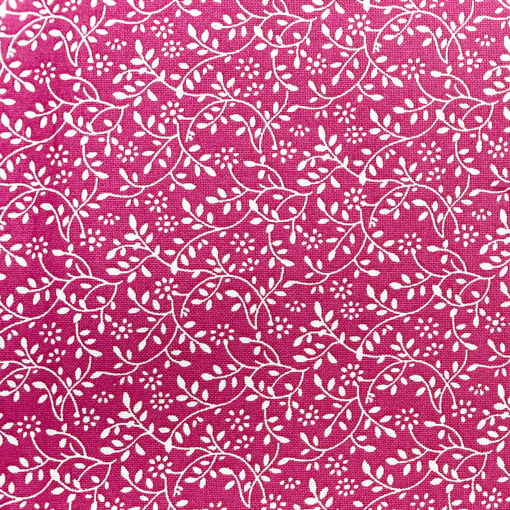 Cotton Fabric - Raspberry Pink & White Floral Vine - Blender Craft Fabric