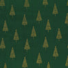 Christmas Fabric - Gold Glitter Xmas Trees on Green - 100% Cotton Fabric