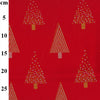 Christmas Fabric - Silver & Gold Glitter Xmas Trees on Red - 100% Cotton Fabric