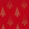 Christmas Fabric - Silver & Gold Glitter Xmas Trees on Red - 100% Cotton Fabric