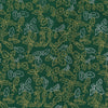 Christmas Fabric - Metallic Gold & Silver Holly Leaves on Green - 100% Cotton Fabric