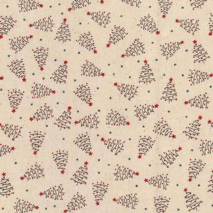 Christmas Fabric - Scandi Christmas Trees on Natural - 100% Cotton Fabric