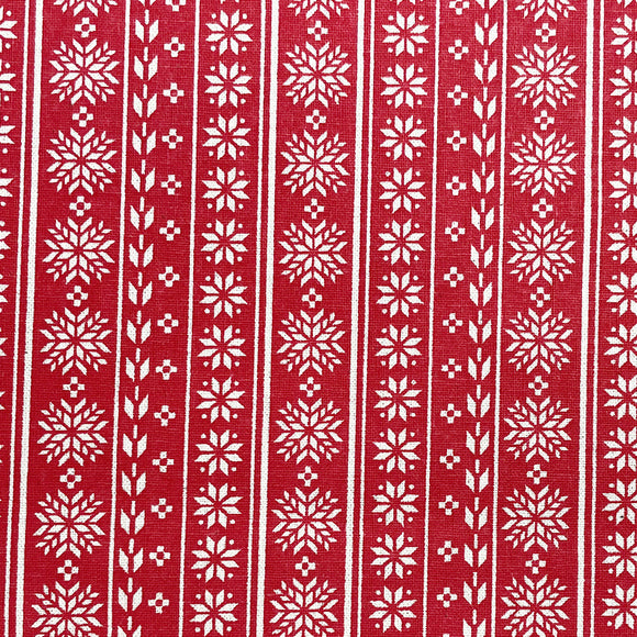 Christmas Fabric - Scandi Snowflakes on Red - 100% Cotton Fabric