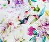 Cotton Fabric - Summer Magnolia Flowers & Hummingbird on Cream