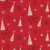 Christmas Fabric - Trees & Snowflakes on Red - 100% Cotton Fabric