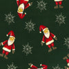 Christmas Fabric - Cute Santa & Snowflake on Green - Craft Fabric Material Metre