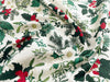 Christmas Fabric - White Flowers Mistletoe Holly & Red Berries on Ivory- 100% Cotton Fabric