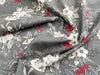 Christmas Fabric - White Flowers Mistletoe Holly & Red Berries on Silver Grey- 100% Cotton Fabric