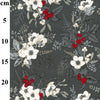 Christmas Fabric - White Flowers Mistletoe Holly & Red Berries on Silver Grey- 100% Cotton Fabric