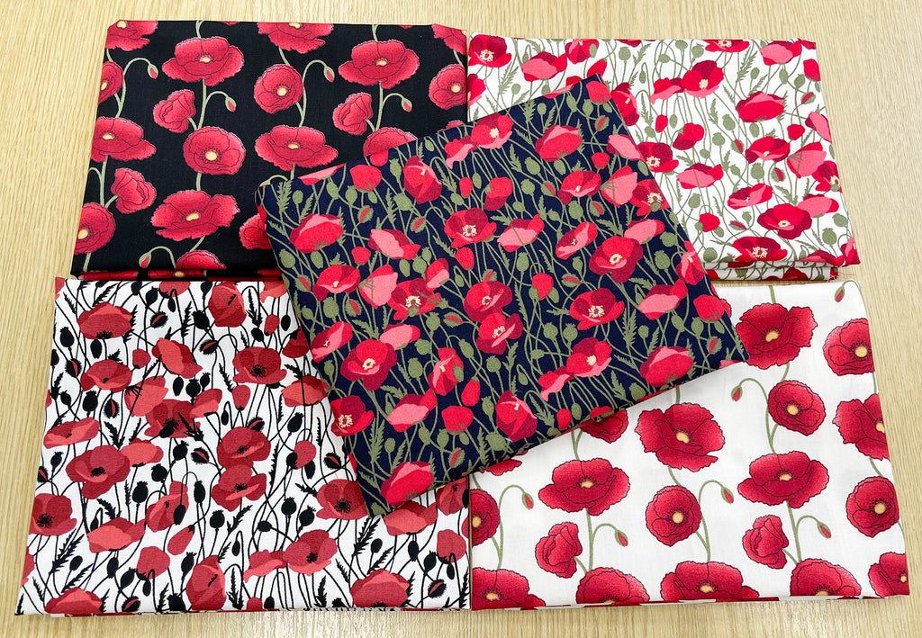 Fat Quarter Bundle - Red Poppy Remembrance Day Mix