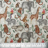 Cotton Panama Canvas Fabric - Rainforest Animals on Natural Background