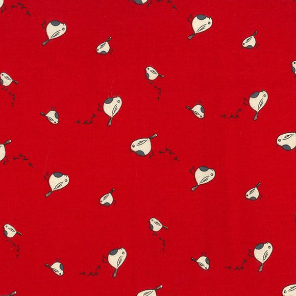 Christmas Fabric - Red Robin on Red - 100% Cotton Fabric