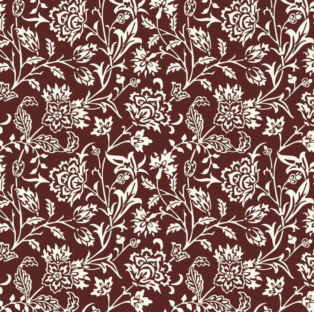 Organic Cotton Fabric - William Morris Brentwood Red - Floral Fabric