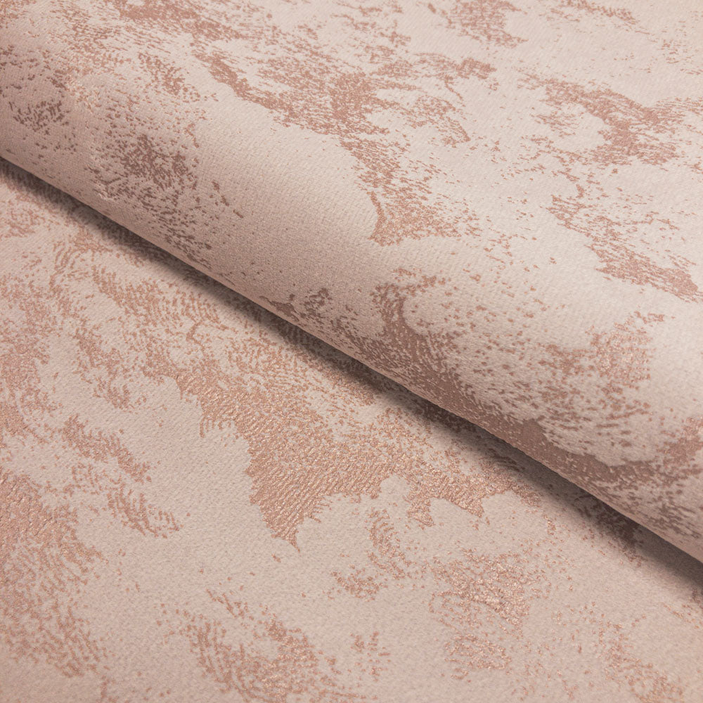 Upholstery Fabric - Avalon Marbled Velour Velvet - Blush Pink & Rose Gold