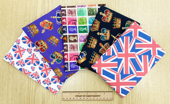 Fat Quarter Bundle -  Union Jack Crowns & Stamps