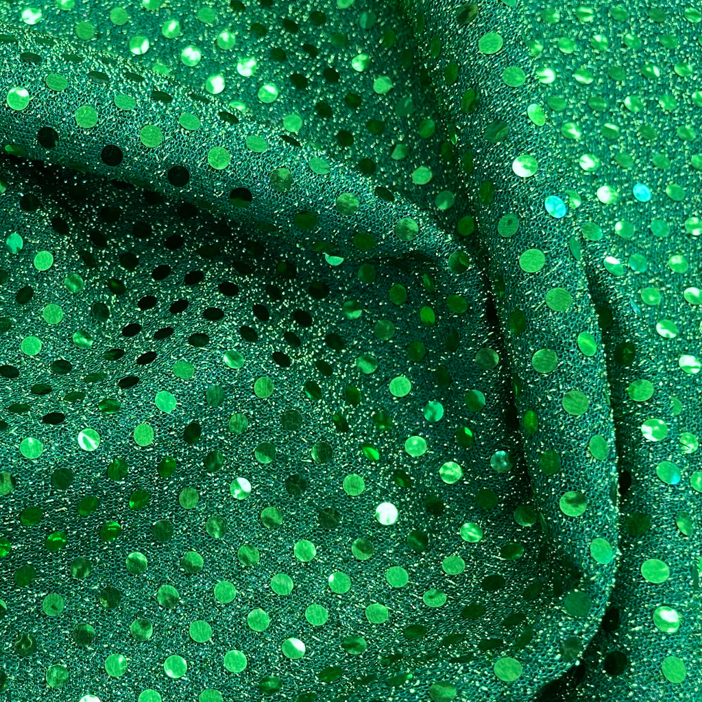 Emerald Green Sequin Fabric - 3mm Sequin Sparkly Costume Craft Fabric