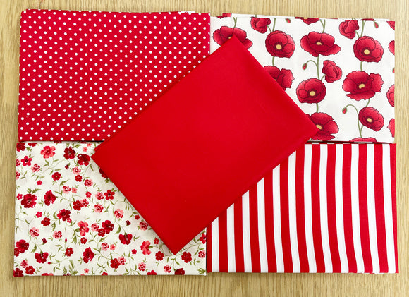 Fat Quarter Bundle - Red & White Floral Mix