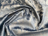 Upholstery Fabric - Avalon Marbled Velour Velvet - Midnight Grey & Silver