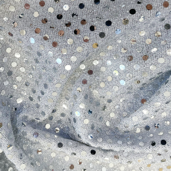 Silver Sequin Fabric - 3mm Sequin Sparkly Costume Craft Fabric